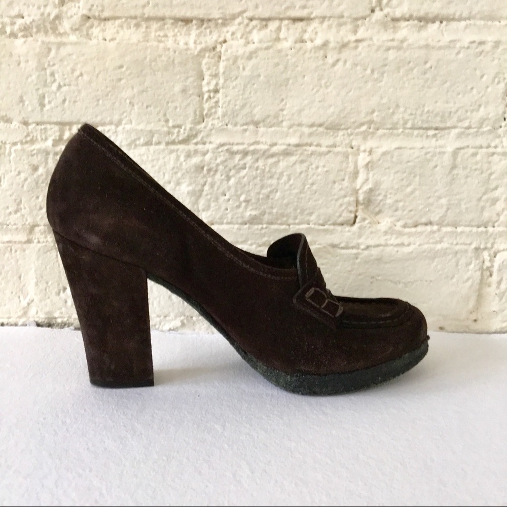 Prada brown suede heels